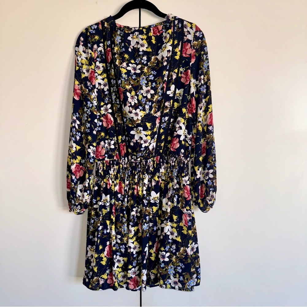 Banana Republic Floral Midi Dress - Navy, Red, Yellow